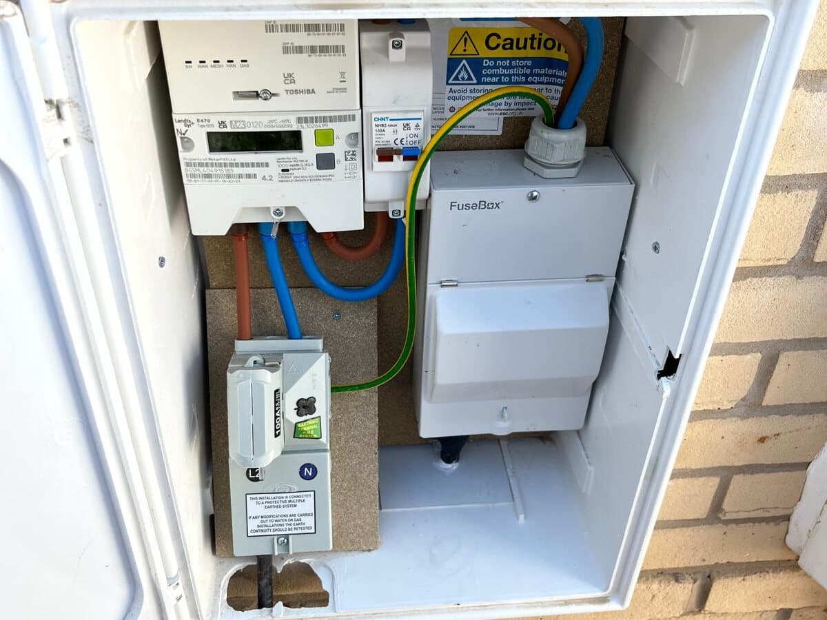 Outside meter box with a new supply and isolator