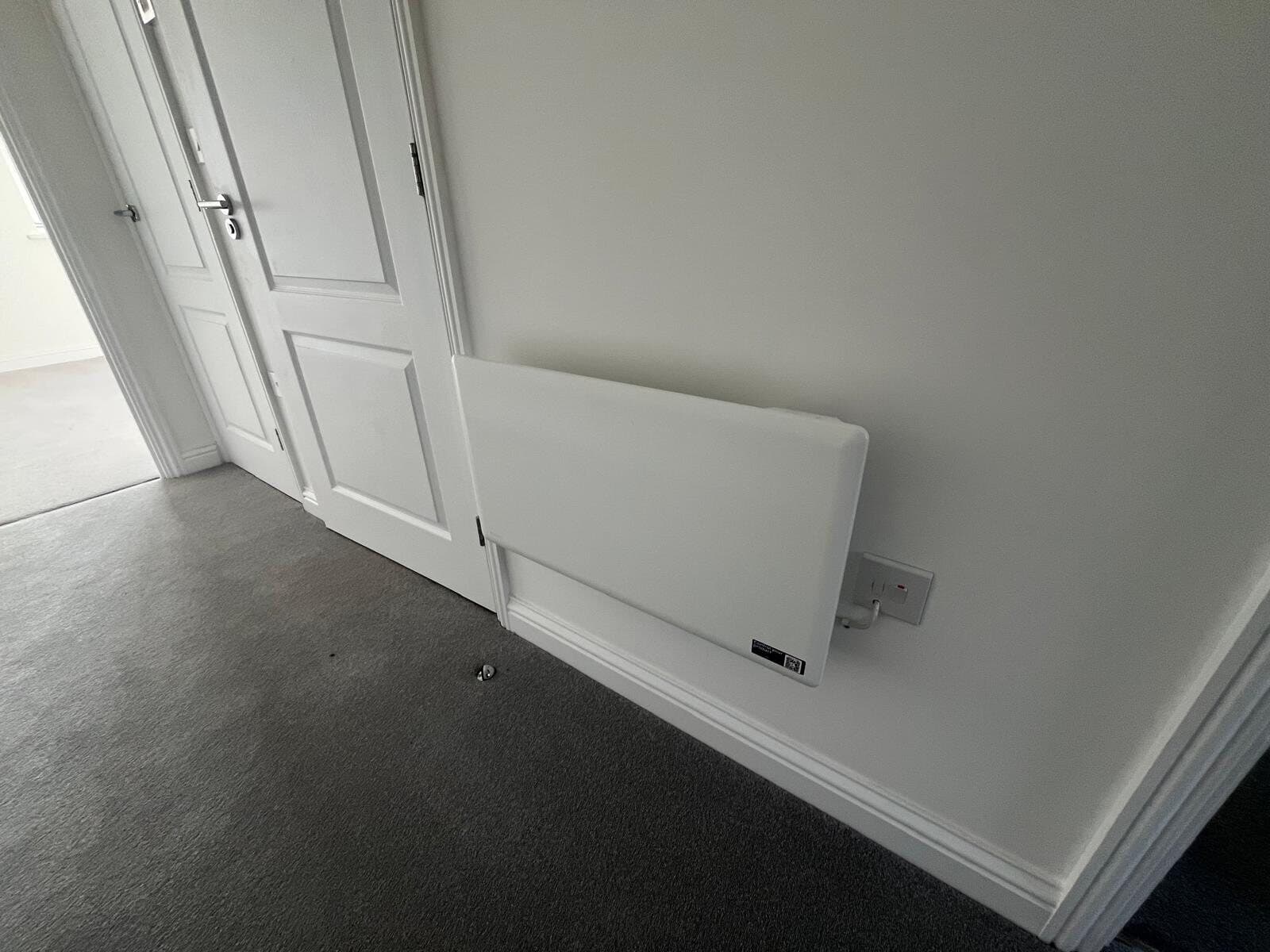 Electric panel heater fitted in a new flat